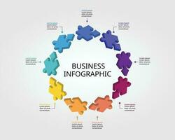 jigsaw puzzle connection template for infographic for presentation for 9 element vector