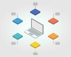 negocio plan trabajo con ordenador portátil modelo para infografía para presentación para 6 6 elemento vector