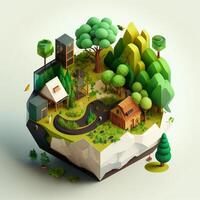 3d ilustración de concepto ecología, ai generativo foto