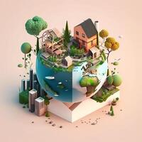 3d illustration of concept ecology, photo