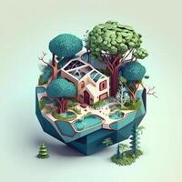 3d ilustración de concepto ecología, ai generativo foto