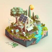 3d ilustración de concepto ecología, ai generativo foto