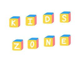 Handwritten lettering. Cute kids zone banner print template. Vector colorful quote illustration.