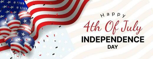 happy 4th of july banner design with american flag decoration. independence day vector illustration