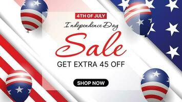 4th of july independence day sale banner design with american flag decoration vector