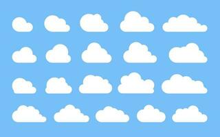 Cloud. Abstract white cloudy set isolated on blue background. Vector illustration