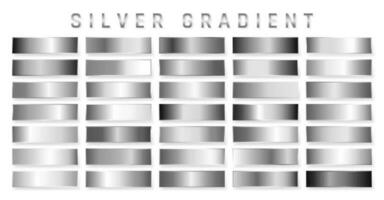 Collection of silver, chrome metallic gradient. Brilliant plates with silver effect. Vector illustration