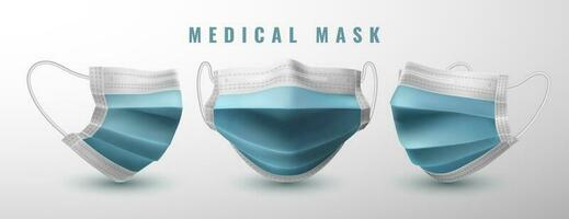 realista médico cara mascarilla. detalles 3d médico mascarilla. vector ilustración