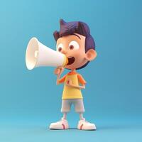 Cartoon character speaking into a megaphone. photo