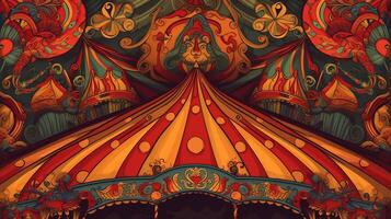 Circus Background with Vibrant Colors and Fun Characters. photo