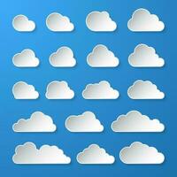 Cloud. Abstract white cloudy set isolated on blue background. Vector illustration