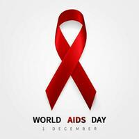 World aids day symbol, 1 december. Realistic red ribbon symbol. Medical Design. Vector illustration