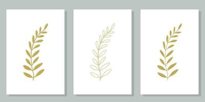 Set of creative minimalist paintings with botanical elements. For interior decoration, print and design vector