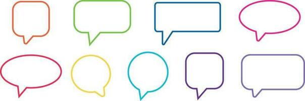 Set of speech bubbles with color contour. Communication and conversation concept. Vector art