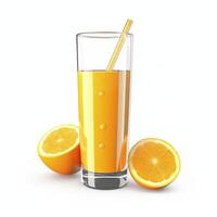 vaso de naranja jugo aislado. ilustración ai generativo foto