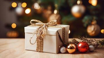 Navidad regalo caja. ilustración ai generativo foto