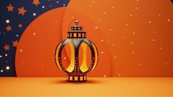 Arabic Geometric Stars Lantern and Crescent Illustration photo