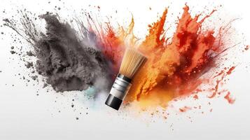 Two cosmetics brushes dispersing make up powder Illustration photo