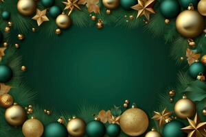 verde lujo Navidad antecedentes. ilustración ai generativo foto
