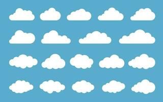 Cloud. Abstract white cloudy set isolated on blue background. Vector illustration