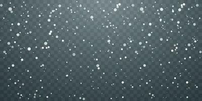 Christmas snow. Falling snowflakes on blue background. Snowfall. Vector illustration