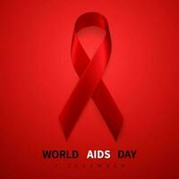 World aids day symbol, 1 december. Realistic red ribbon symbol. Medical Design. Vector illustration