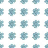 Floral seamless vector pattern with flowers. Spring flora. Simple hand-drawn kids style. Pretty ditsy for fabric, textile, wallpaper. Digital paper in white background