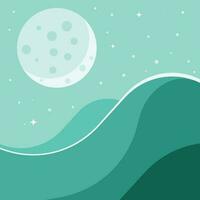 Dunes Under The Full Moon, Isolated Background. vector