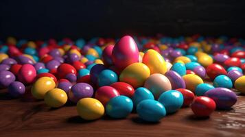 Easter eggs on a blue sky background. photo