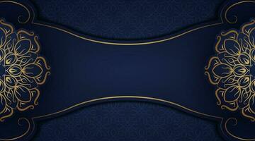 luxury mandala background, blue and gold, design vector