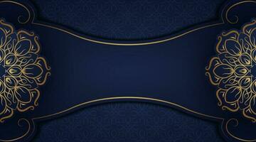 luxury mandala background, blue and gold, design vector