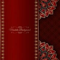 red luxury background, with gold mandala ornament vector