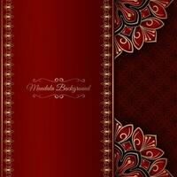 red luxury background, with gold mandala ornament vector