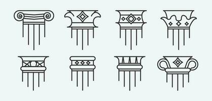 set of pillar logo line art icon design, various bundle architecture pillar logo design vector