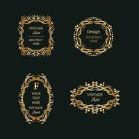 Golden label frame vector