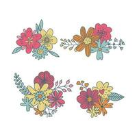 colourful hand drawn flowers vector