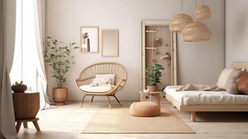 Mock up frame in home interior background. photo