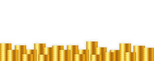 Lot of gold coins on white background. Vector illustration