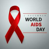 World aids day symbol, 1 december. Realistic red ribbon symbol. Medical Design. Vector illustration