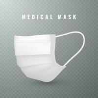 realista médico cara mascarilla. detalles 3d médico mascarilla. vector ilustración