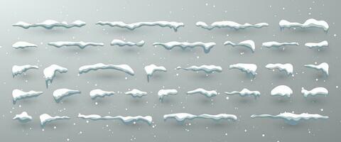 nieve tapas, bolas de nieve y ventisqueros colocar. nieve gorra vector recopilación. invierno decoración elemento. Nevado elementos en invierno antecedentes. dibujos animados modelo. ilustración