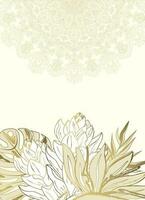 Light background for cover, invitation, flyer, etc. with mandala and tropical flowers. vector