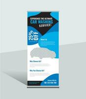 Car Wash Rollup Banner Template, pull up, advertisement, display banner for automobile, advertisement standee. vector
