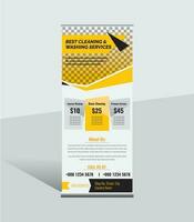 Car Wash Rollup Banner Template, pull up, advertisement, display banner for automobile, advertisement standee. vector