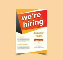 We are hiring flyer design template. We are Hiring job Poster Design, Job Vacancy Leaflet Template. vector