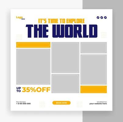 travel social media post template design