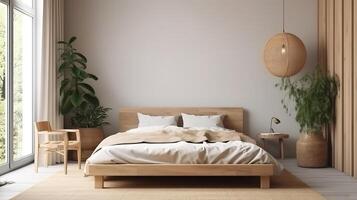 Mock up frame in bedroom interior background. photo