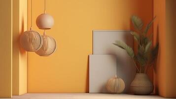 Decorative plant with empty frame. photo