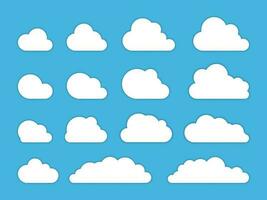 Cloud. Abstract white cloudy set isolated on blue background. Vector illustration