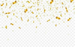 Gold confetti. Celebration carnival falling shiny glitter confetti in gold color. Luxury greeting card. Vector illustration